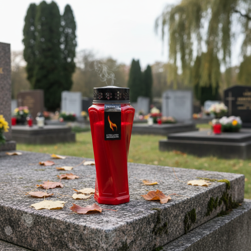 položky Náhrobné svetlo Plastové otočené Červená Ø11cm H25cm