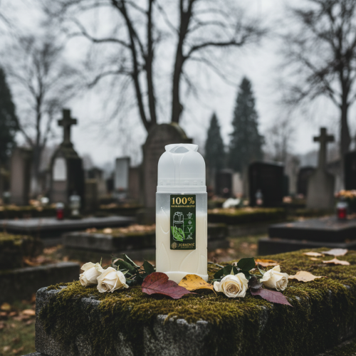 položky Náhrobná sviečka, biela, rastlinný olej ICP, doba horenia 4 dni, V20 cm