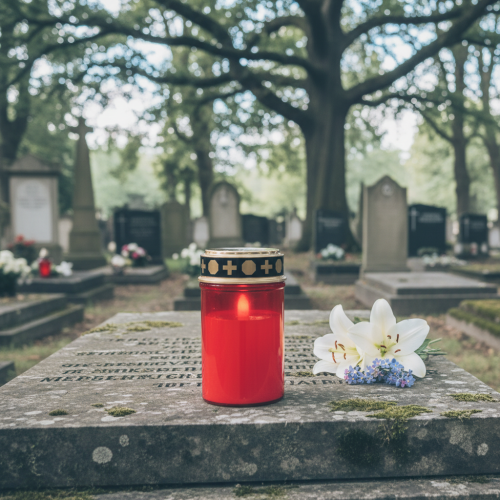 položky LED hrobové svetlo s časovačom cintorínska sviečka na batériu červená H12,5cm