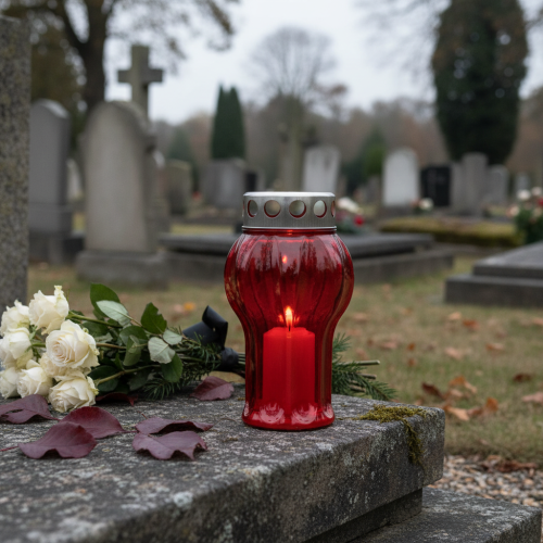 položky Náhrobné sviečky červené smútočné svetlá pamätné svetlá Ø10cm V18cm 4 ks