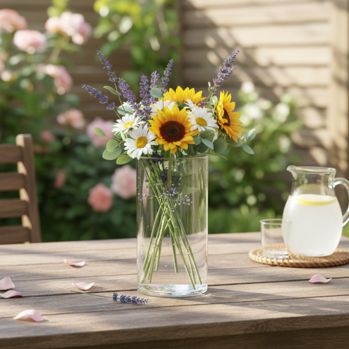 položky Vysoká sklenená váza, jednoduchý sklenený valec ako kvetinová váza alebo dekoratívne sklo, 20 cm