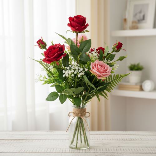 položky Umelá ruža červená, vetvička z hodvábu, 72 cm