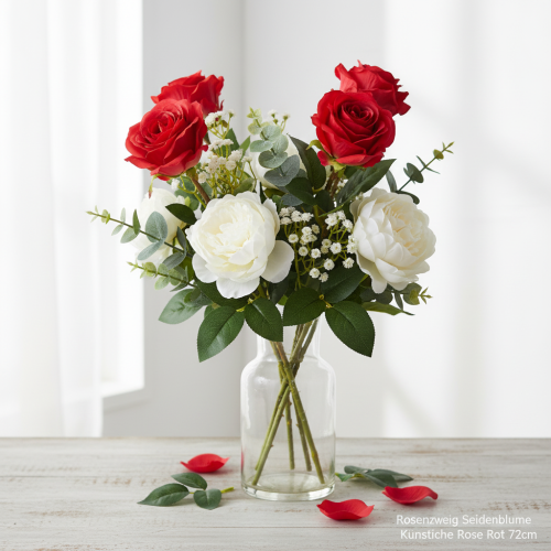 položky Umelá ruža červená, vetvička z hodvábu, 72 cm