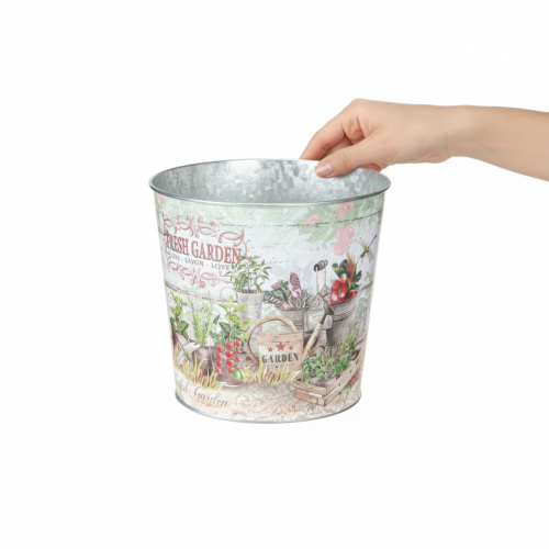 položky Malé kovové kvetináče, farebné, Fresh Garden, vysoké 16 cm, 2 kusy