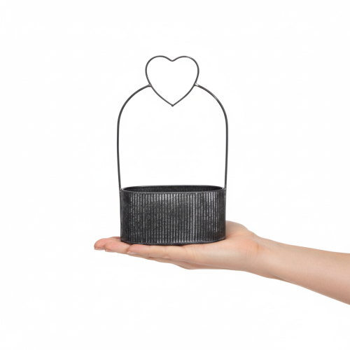 položky Dekoratívna oválna kovová miska so srdcom, čierna, 20/16 cm, sada 2 kusov