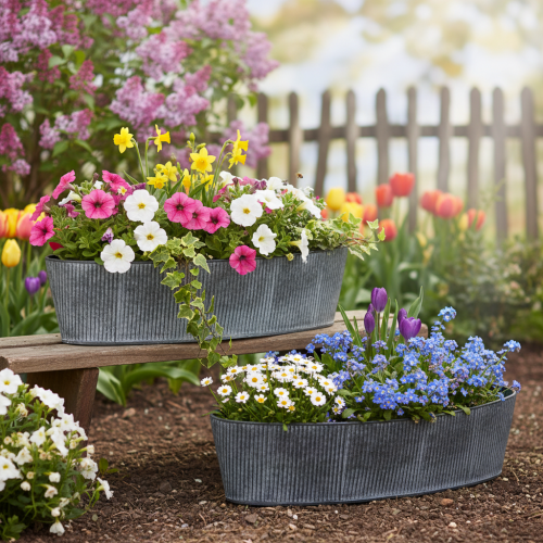 položky Oválna kovová miska, čierna a sivá, vintage štýl, 32,5/37 cm, sada 2 kusov.