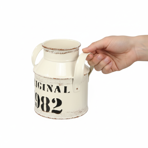 položky Kovový dekoratívny džbán „Original 1982“ krémovo hrdzavý, V13cm, 2 ks