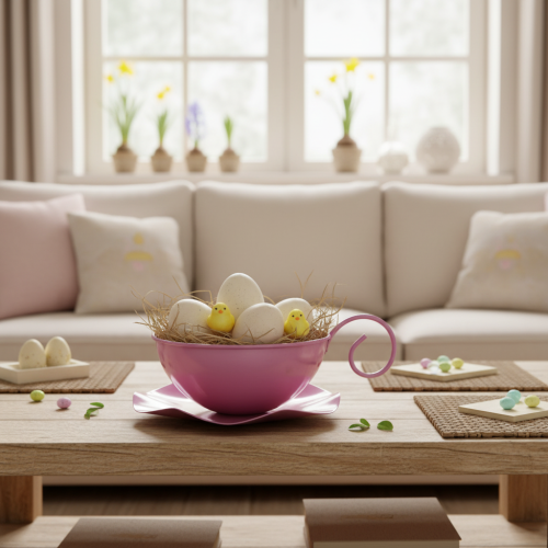 položky Kovový hrnček Ø16cm V9cm Dekoratívny hrnček s podšálkou ružový 2ks