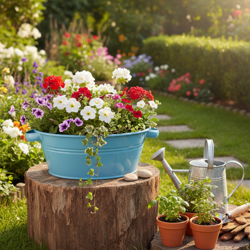 položky Okrúhla misa s rúčkou, dekoratívna misa, kvetinová misa, modrá, Ø33,5 cm