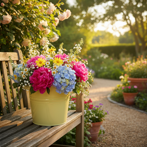 položky Dekoratívny kovový kvetináč, zeleno-žltý, kvetináč, 31x26x21,5 cm