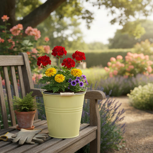 položky Kovové vedro/kvetináč v zelenožltej farbe, 26x22,5x23cm, 6l