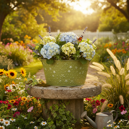 položky Kovová miska s hviezdičkami a rúčkami, zelená, Ø20cm, V11,5cm