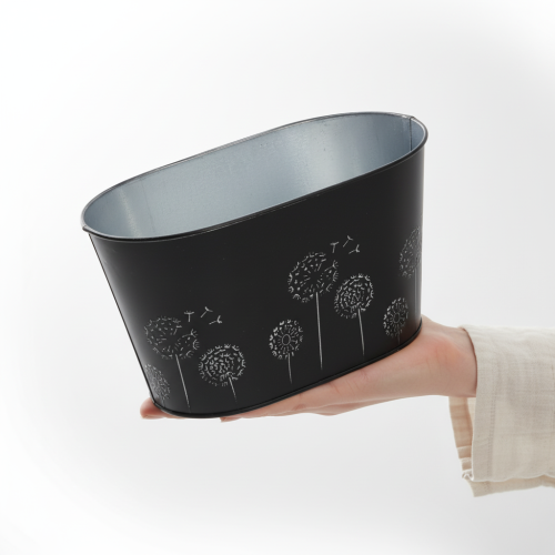 položky Dekoratívna kovová misa, oválna, čierna a strieborná, kvetinový vzor, 20,5 x 12,5 x 12 cm