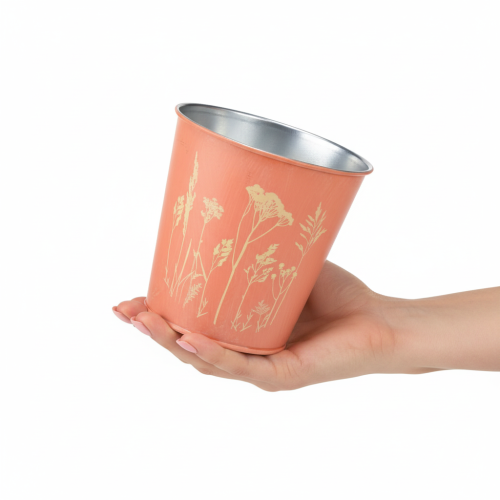 položky Kvetináč s kvetinovou výzdobou, marhuľovo žltý, Ø10,5 cm V10,5 cm