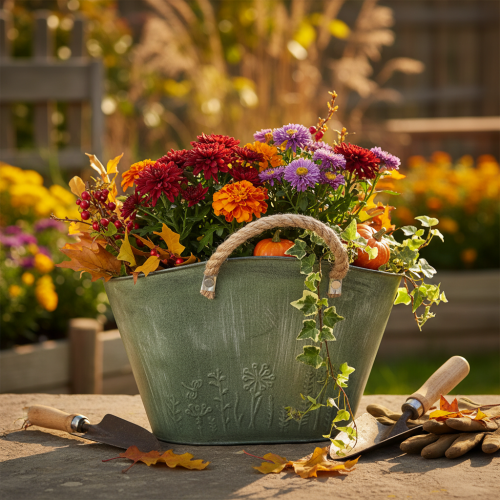 položky Kvetináč s jutovými rúčkami, kovová kabelka, 31×20×17cm