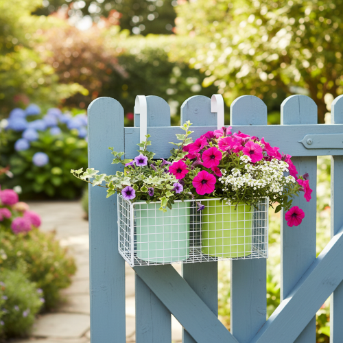 položky Závesný kovový kvetináč, zelený, dekorácia na balkón, D22 cm V23,5 cm