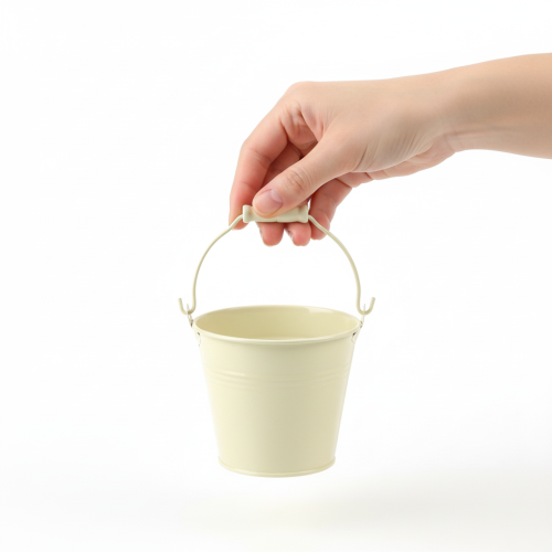 položky Vedro s rúčkou, kvetináč, pastelový kov, Ø10cm V8cm, 10 kusov