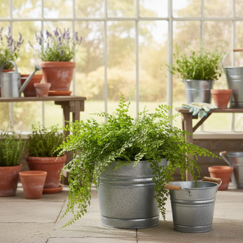 položky Vintage dekoratívny kovový kvetináč/vedro, Ø22cm, V20cm