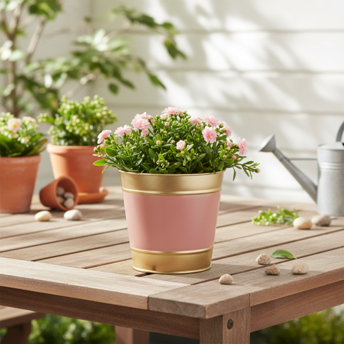 Kovový kvetináč/kvetináč/kvetináč, Ø13cm V12cm, 4 kusy | Floristik24.sk