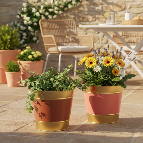 položky Kovový kvetináč/kvetináč/kvetináč, Ø26cm V22cm, 4 kusy