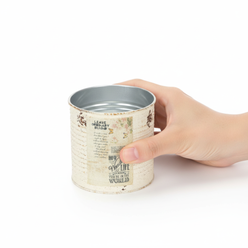 položky Plechový kvetináč krémový, kovový, Shabby Chic, Ø11cm, V10,5cm