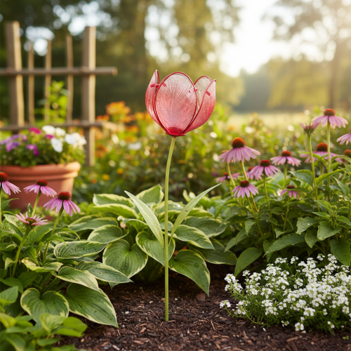 položky Záhradný kolík z tulipánov zo skla - krásna dekorácia do záhrady a na balkón, 94 cm