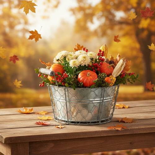 položky Kvety na kvetináč s vložkou, drôtený kôš, kvetináč, strieborná pružina, bielo natretý, shabby chic, Ø22 cm V17,5 cm