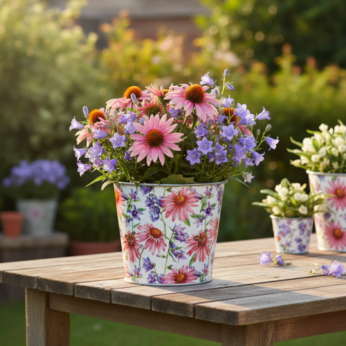 položky Kvetináč, jarná dekorácia, kvetináč, kov, Ø12cm, V10,5cm