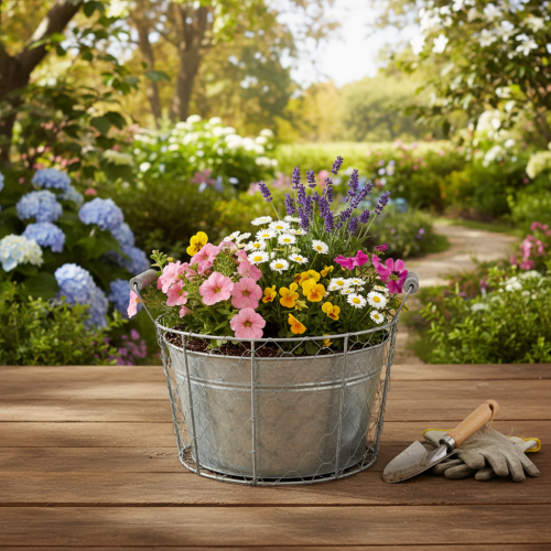 položky Drôtený kvetináč na sadenie, pružinový košík, kovový, Ø26cm