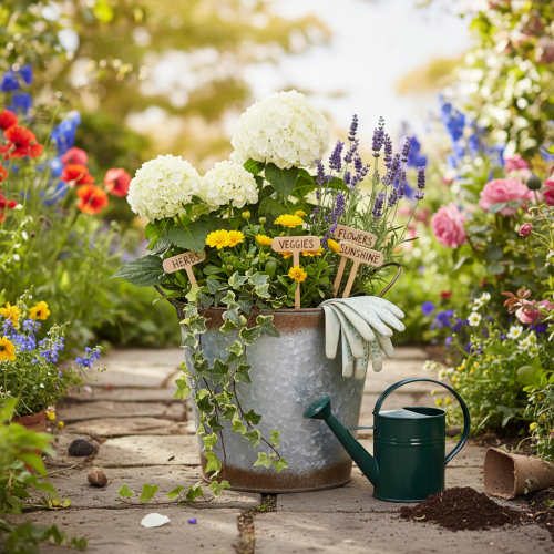 položky Kovový kvetináč, miska, kvetináč so striebornými rúčkami, povrchová úprava z zvetranej ocele, Ø18 cm V20 cm