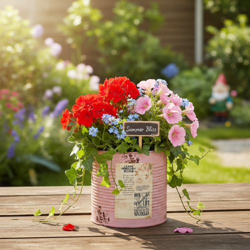 položky Kvetináč, antická ruža, dekoratívna kovová krabička, vintage, Ø15,5 cm V15 cm