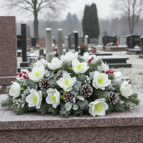 položky Vianočná ruža na drôte, biela, 50 kusov