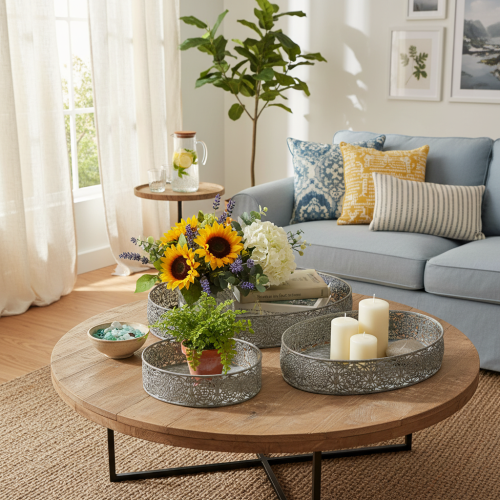 položky Dekoratívna miska kovová oválna so vzorom sivá 25,5/29/34,5 cm sada 3 kusov