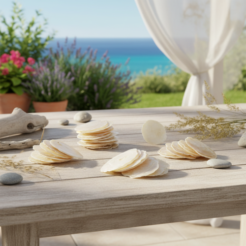 položky Plátky mušlí Capiz v prírodných zlatých mušliach, 60 kusov