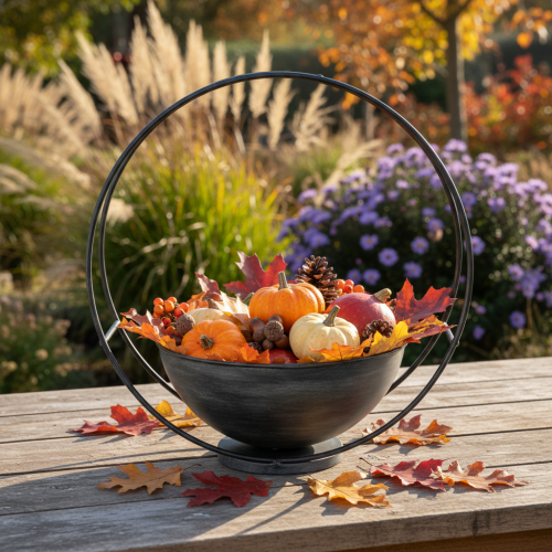 položky Dekoratívna kovová misa s ozdobným krúžkom, antracitová, Ø22,5 cm, V33 cm