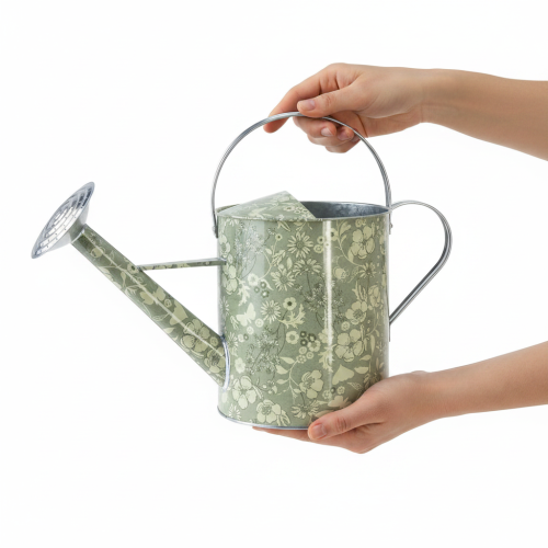 Kovová krhlica, vintage vzhľad, zelená a strieborná s kvetinovým vzorom - dekoratívny kvetináč, Ø18 cm | Floristik24.sk