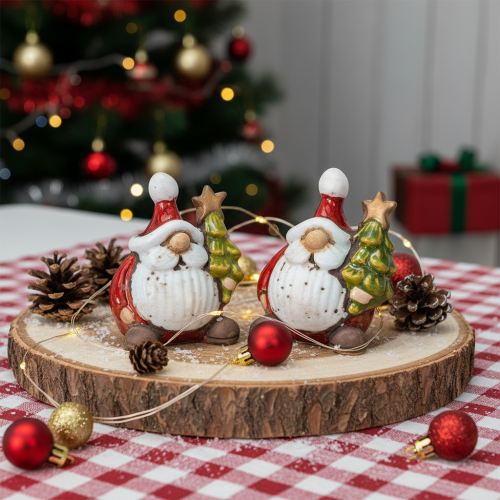 Figúrka Santa Clausa s vianočnou ozdobou na stromček, 7 cm, 2 kusy | Floristik24.sk