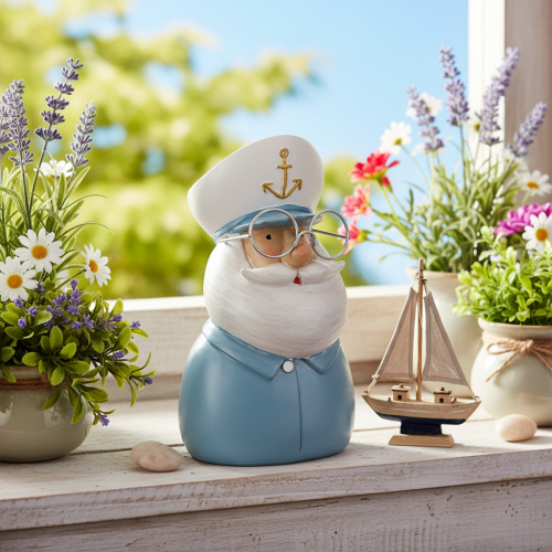 Figúrka kapitána, námorná dekorácia s okuliarmi a klobúkom, 16 cm | Floristik24.sk