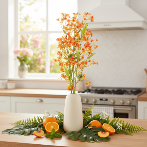 Umelý kvet orchidea vetvička oranžová filigránová dekorácia izby 110 cm 3 ks | Floristik24.sk