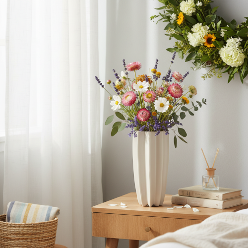Moderná rebrovaná váza, vysoká dekoratívna váza na sušené kvety, 38 cm | Floristik24.sk