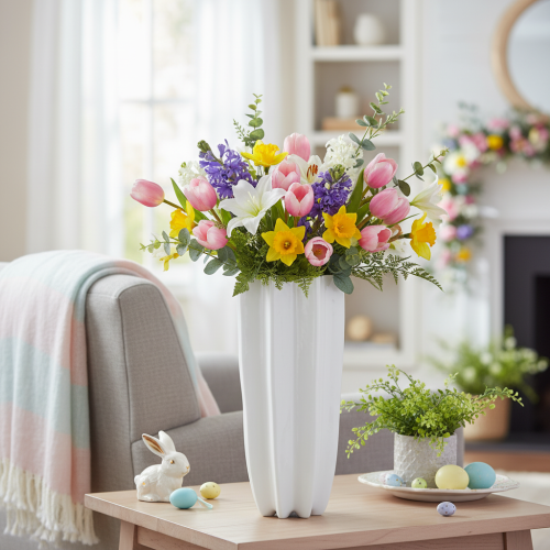 Váza na kvety s ryhovanou modernou dekoratívnou vázou 38 cm | Floristik24.sk
