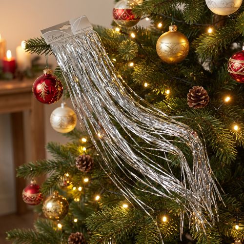 Strieborná vianočná ozdoba na stromček Tinsel, párty dekorácia 50×40cm 2 ks | Floristik24.sk