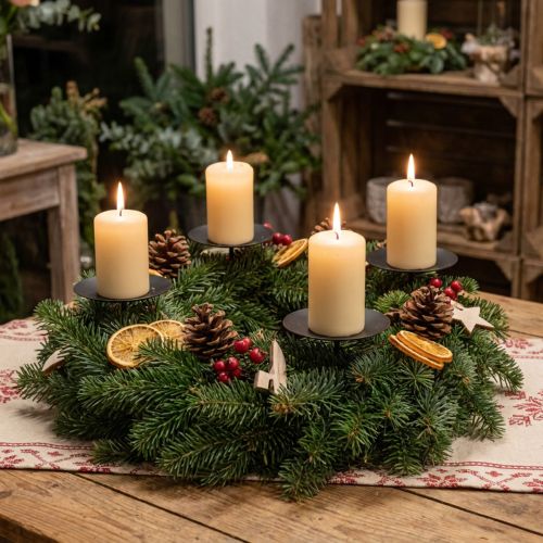 Svietnik na zátku kovová na advent čierny Ø8cm 4 ks | Floristik24.sk