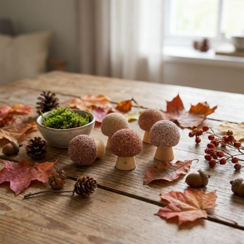 Dekoratívne drevené huby, mini hnedé, Ø2cm, 24 kusov | Floristik24.sk