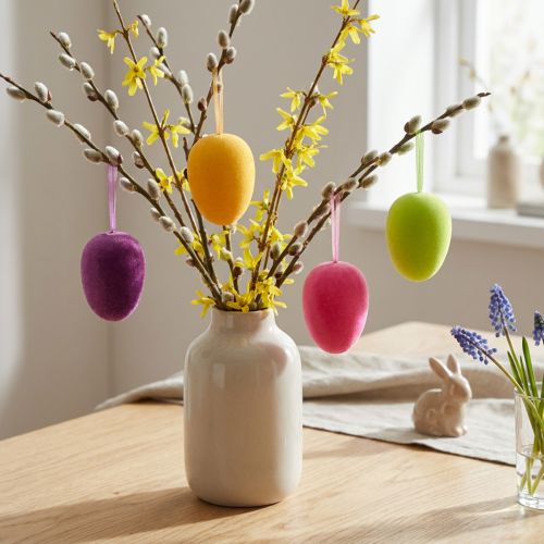 Veľkonočné vajíčka na zavesenie Zelená Žltá Ružová Berry 11cm 4 ks | Floristik24.sk