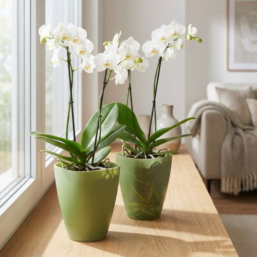 Článok Kvetináč na orchidey, kvetináč, plastová váza, zelený, výška 16,5 cm, 2 kusy