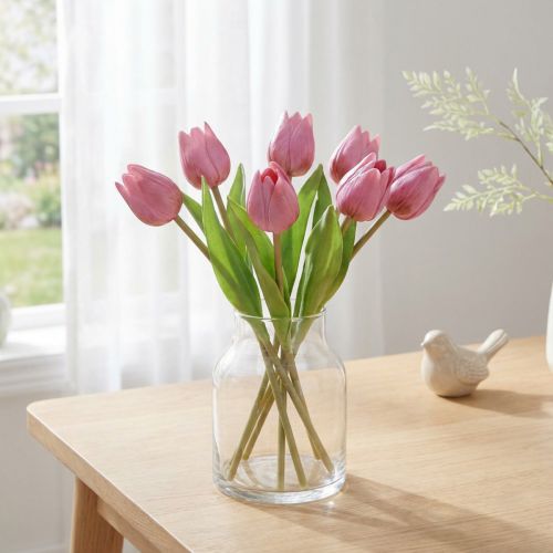 Kvetinová dekorácia Tulipány umelé kvety fialové 20cm 6 ks | Floristik24.sk