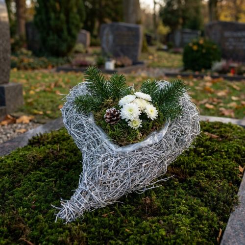 Vínové srdce prané biele 16cm x 21cm 1ks | Floristik24.sk