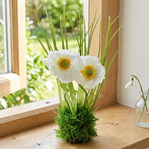 Mak biely v tráve 23cm | Floristik24.sk