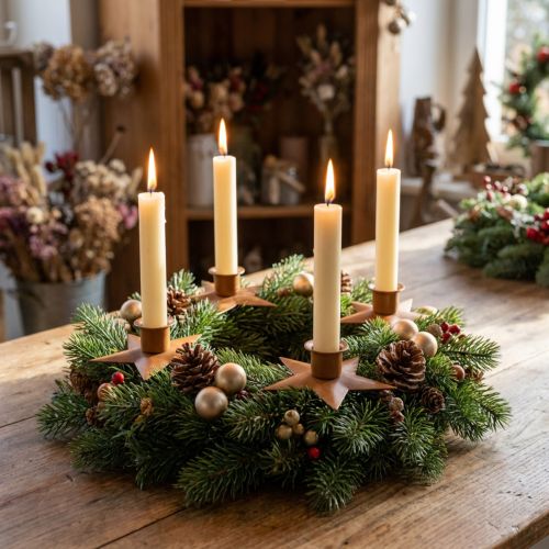 Svietnikové sviečky adventná hviezda hnedá Ø9,5cm 4ks | Floristik24.sk